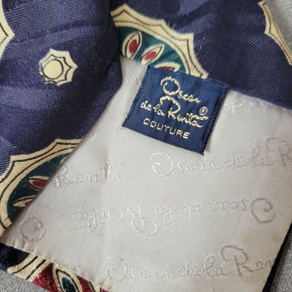 Oscar De La Renta Couture Silk Tie With Geometric Pattern - Picture 2 of 8